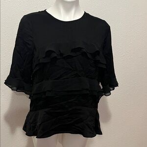 Who What Wear Black Tiered Shirt Sz S